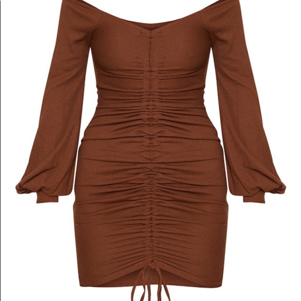 🚫 SOLD 🚫 PLT Ribbed Bardot Balloon Sleeve Ruched - Picture 2 of 6